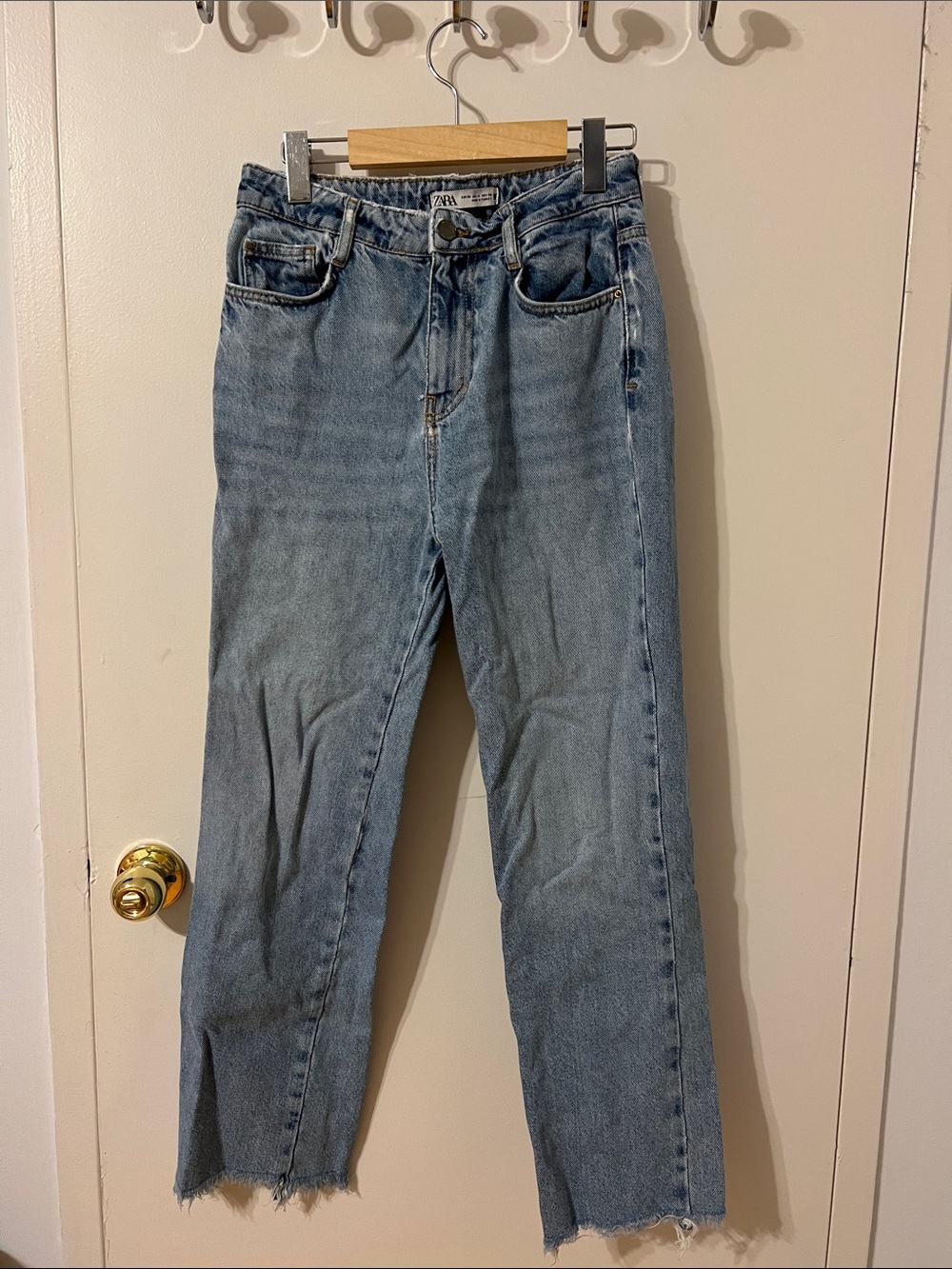 Zara Washed Blue Straight-Leg Jeans